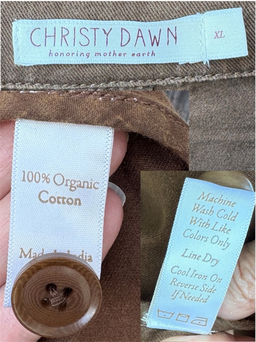 Christy Dawn The Leona Trench In Coffee Brown Organic Cotton Sz XL - Picture 2 of 15